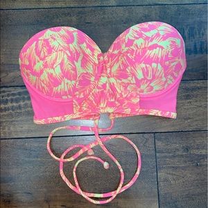 Hot Pink Floral Bathing Suit Top